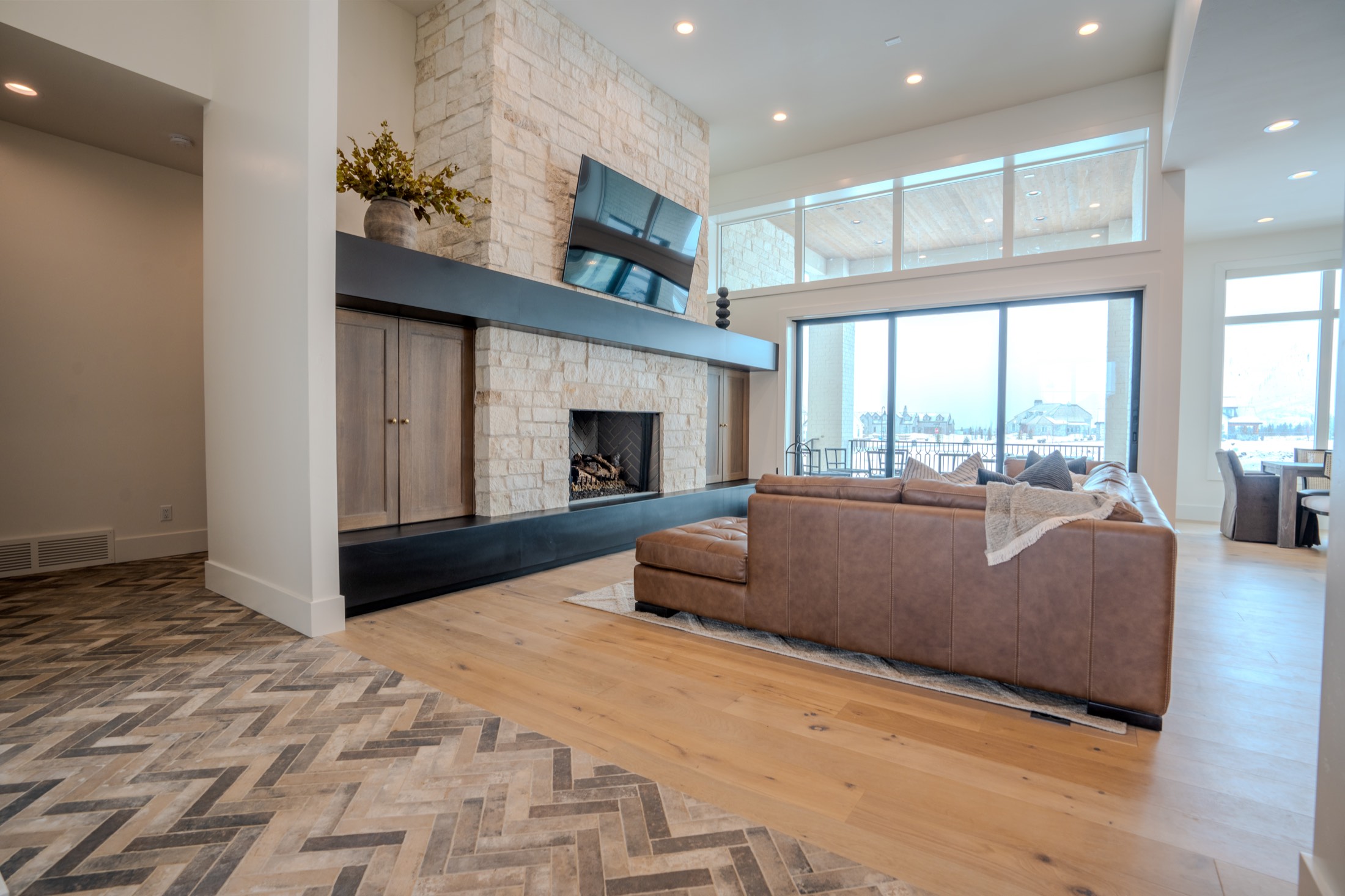 Great room with valley views, built by Timber Creek