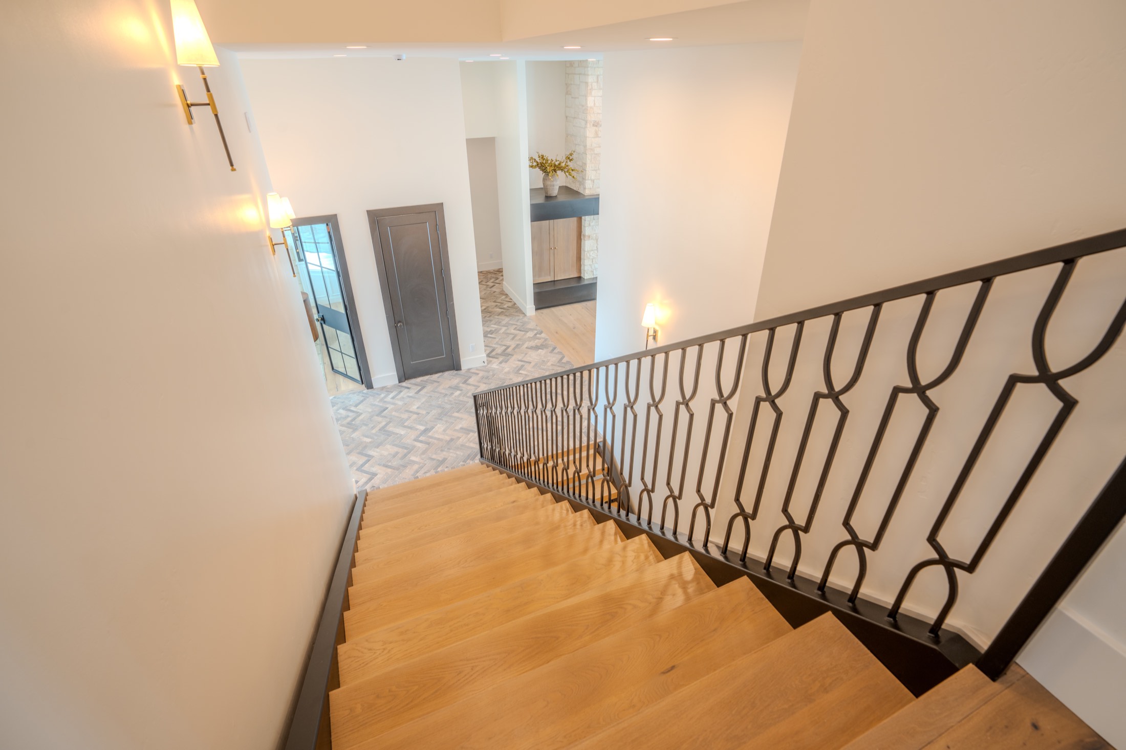 Custom steel and wood staircase built by Timber Creek